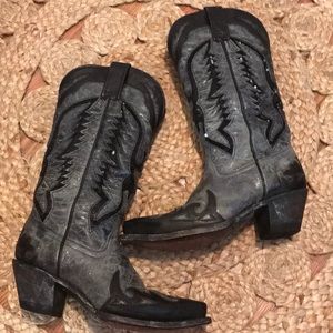 Black Sequence Eagle Inlay Boots